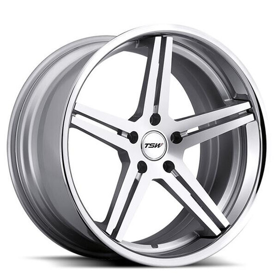 Диск Tsw Mirabeau 19x8 5x112 ET45 DIA72.30 SILVER MACHINE FACE CHROME STAINLESS LIP
